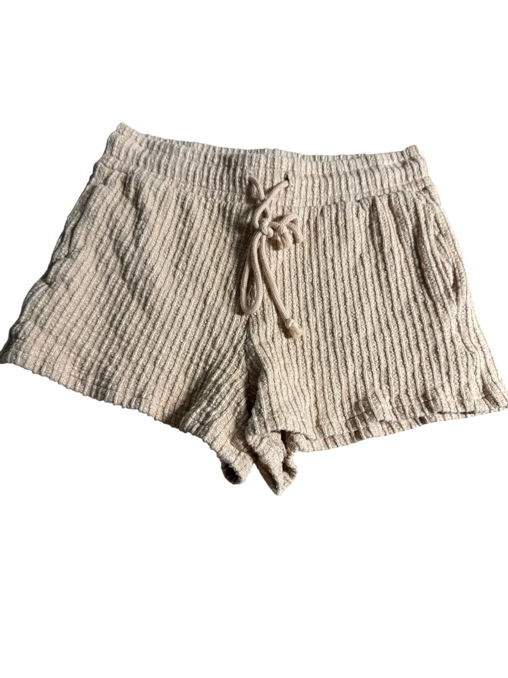 La Hearts Cream‎ High-Rise Textured Lounge Shorts
